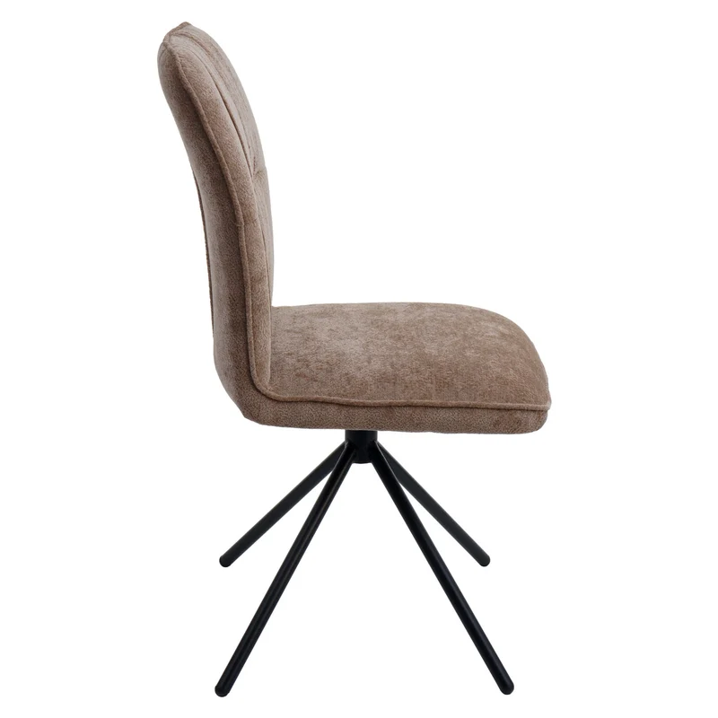 Lot de 2 chaises de salle à manger pivotantes 180° avec retour automatique rembourrage confortable en tissu chenille marron clair pieds métal 04_0009715