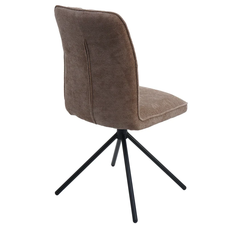 Lot de 2 chaises de salle à manger pivotantes 180° avec retour automatique rembourrage confortable en tissu chenille marron clair pieds métal 04_0009715