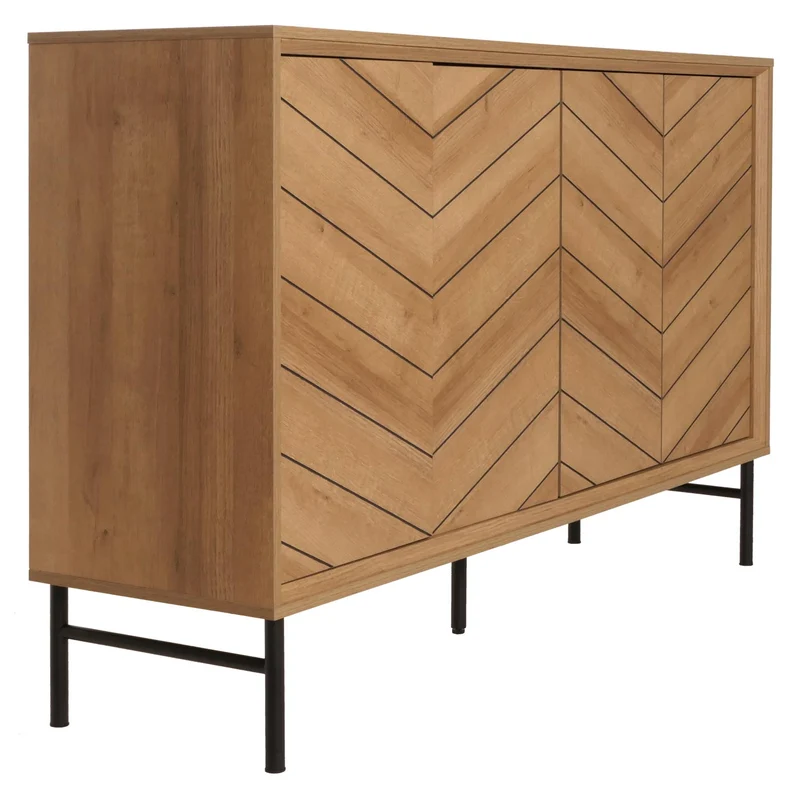 Buffet design avec 4 portes push-to-open meuble de rangement étagères réglables MDF et métal 04_0010092