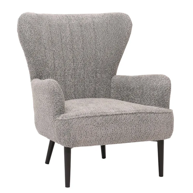 Fauteuil lounge rétro style moderne 80 x 75 x 78 cm avec assise large confort optimal en tissu chenille gris 04_0009998
