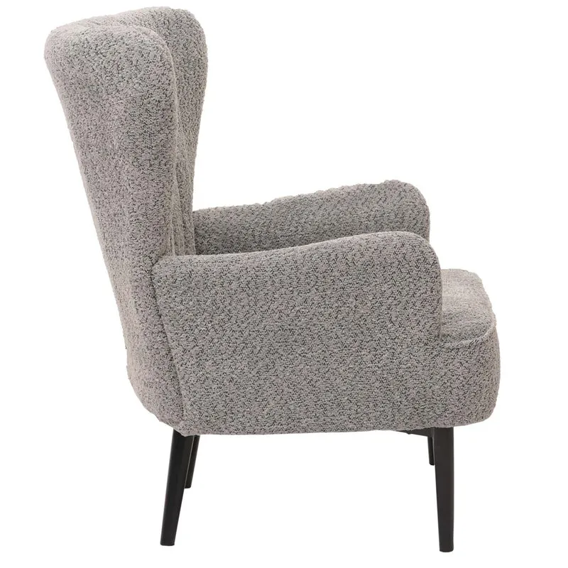 Fauteuil lounge rétro style moderne 80 x 75 x 78 cm avec assise large confort optimal en tissu chenille gris 04_0009998