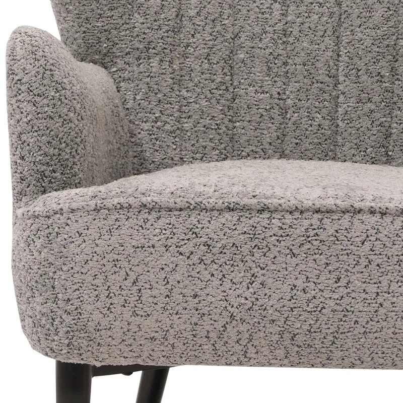 Fauteuil lounge rétro style moderne 80 x 75 x 78 cm avec assise large confort optimal en tissu chenille gris 04_0009998