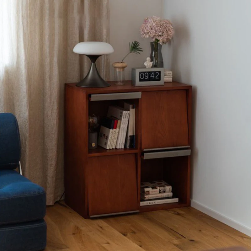 Traditional Vintage Rectangular Pine Wood Stainless Steel Storage Cabinet 4/6-Cabinet For Study