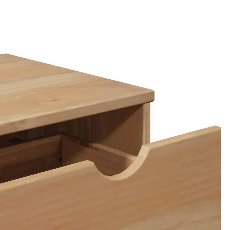 Banc banquette de couloir avec deux tiroirs de rangement 80 x 40 x 45 cm en bois de pin massif brun DEC024706