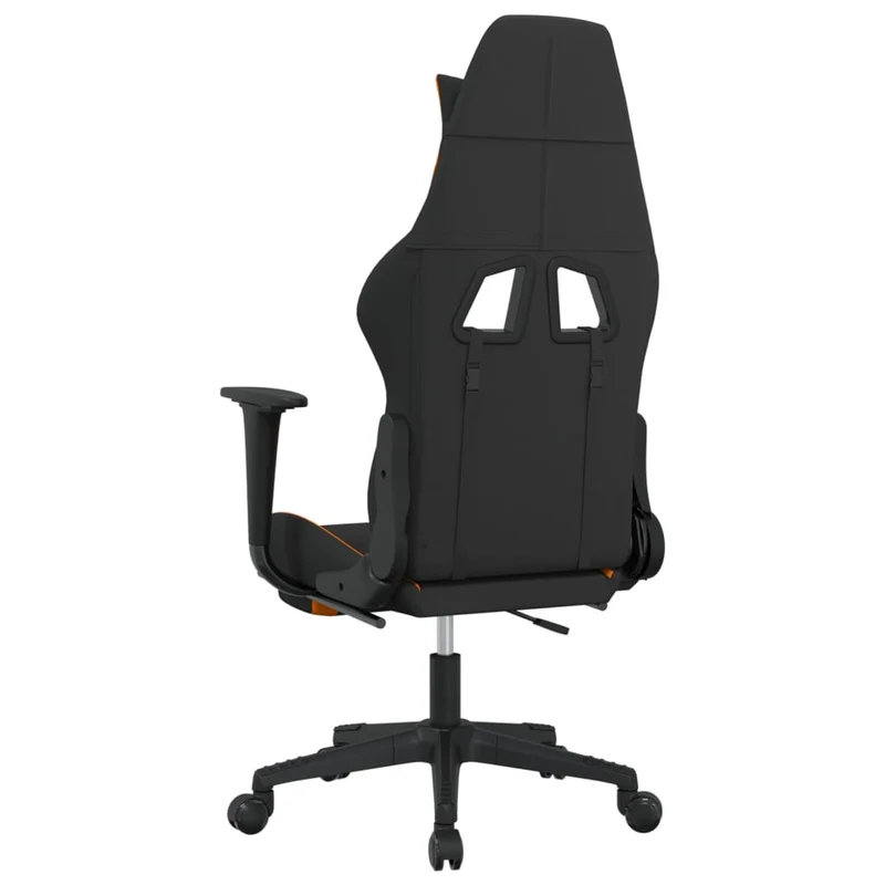 Fauteuil de bureau chaise gaming avec coussin lombaire avec repose-pied noir et orange tissu orange DEC025842