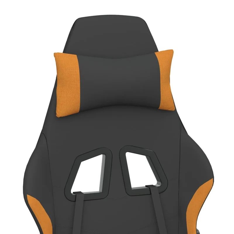 Fauteuil de bureau chaise gaming avec coussin lombaire avec repose-pied noir et orange tissu orange DEC025842
