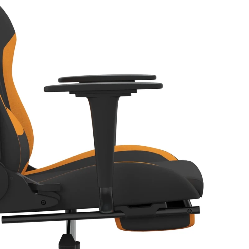 Fauteuil de bureau chaise gaming avec coussin lombaire avec repose-pied noir et orange tissu orange DEC025842