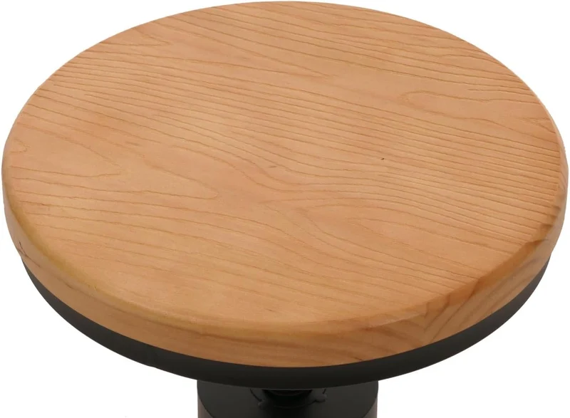 Lot de 2 tabourets de bar chaise haute design industriel réglable en hauteur repose-pieds rotatif métal noir et bois massif naturel TDB04083