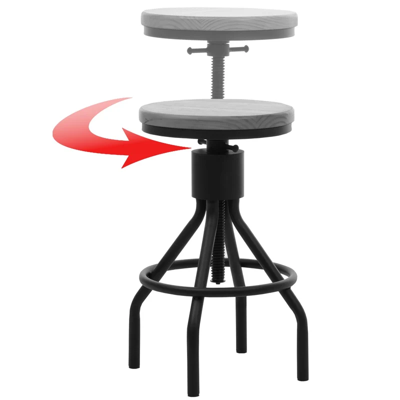 2x tabourets de bar avec table de bar rotatif design industriel en bois naturel et métal 04_0006769