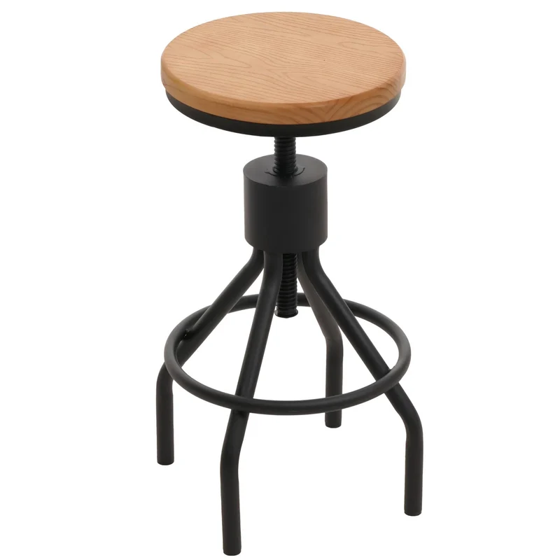 2x tabourets de bar avec table de bar rotatif design industriel en bois naturel et métal 04_0006769