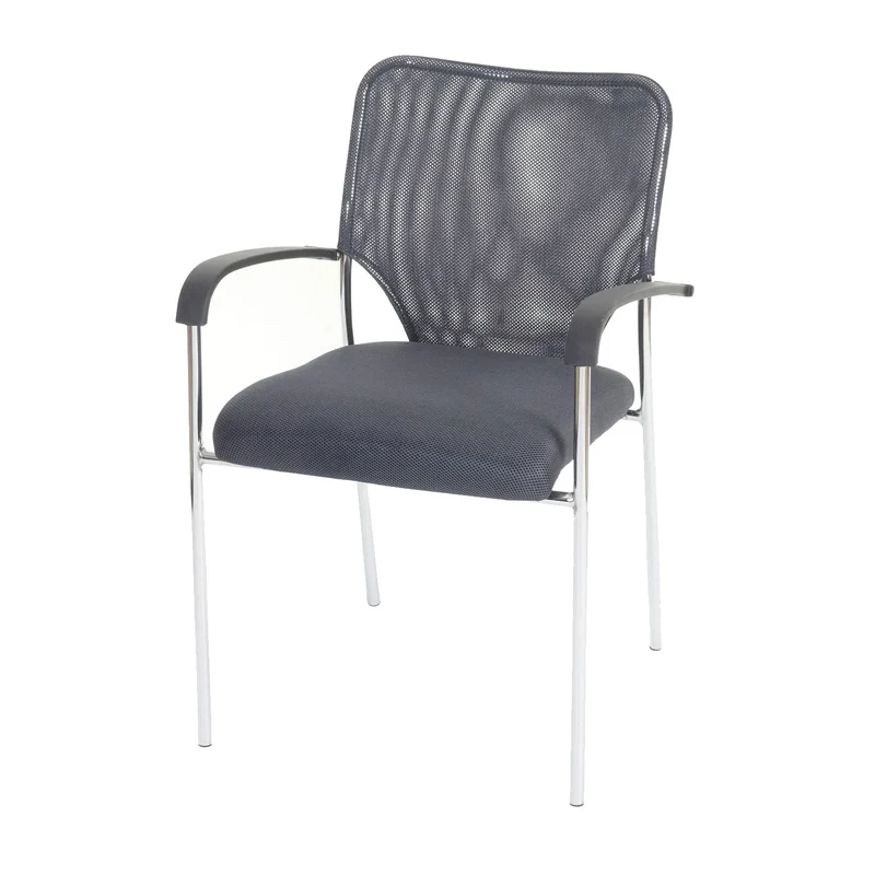 Lot de 4 chaises visiteur empilables avec accoudoirs structure métallique assise et dossier en mesh coloris anthracite 04_0011388