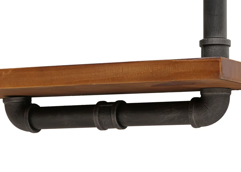 Lot de 2 étagères murales suspendues design industriel acier et bois marron 29x45x25 cm 04_0007482