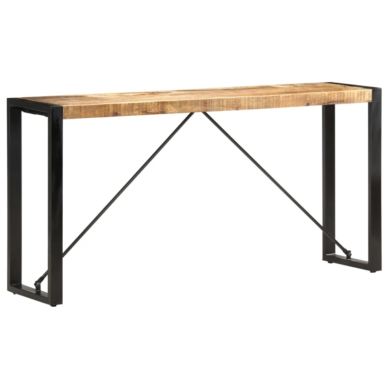 Table d'appoint console d'entrée meuble de salon 150 x 35 x 76 cm bois de manguier et acier DEC031561