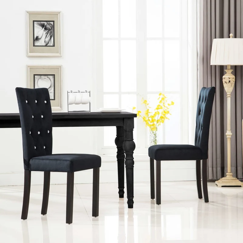 Lot de 2 chaises de salle à manger cuisine design contemporain velours noir CDS020897