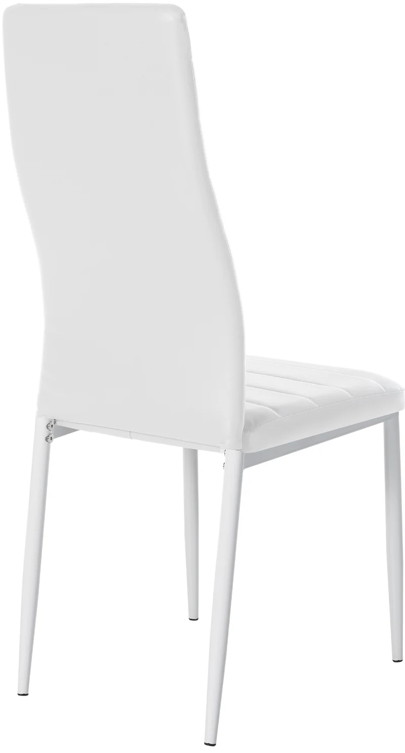 Lot de 4 chaises de salle à manger design simple en synthétique blanc avec couture cadre en métal noir CDS10409