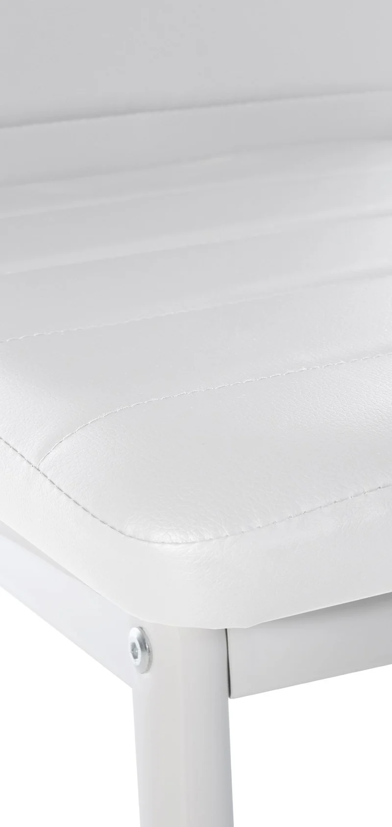 Lot de 4 chaises de salle à manger design simple en synthétique blanc avec couture cadre en métal noir CDS10409