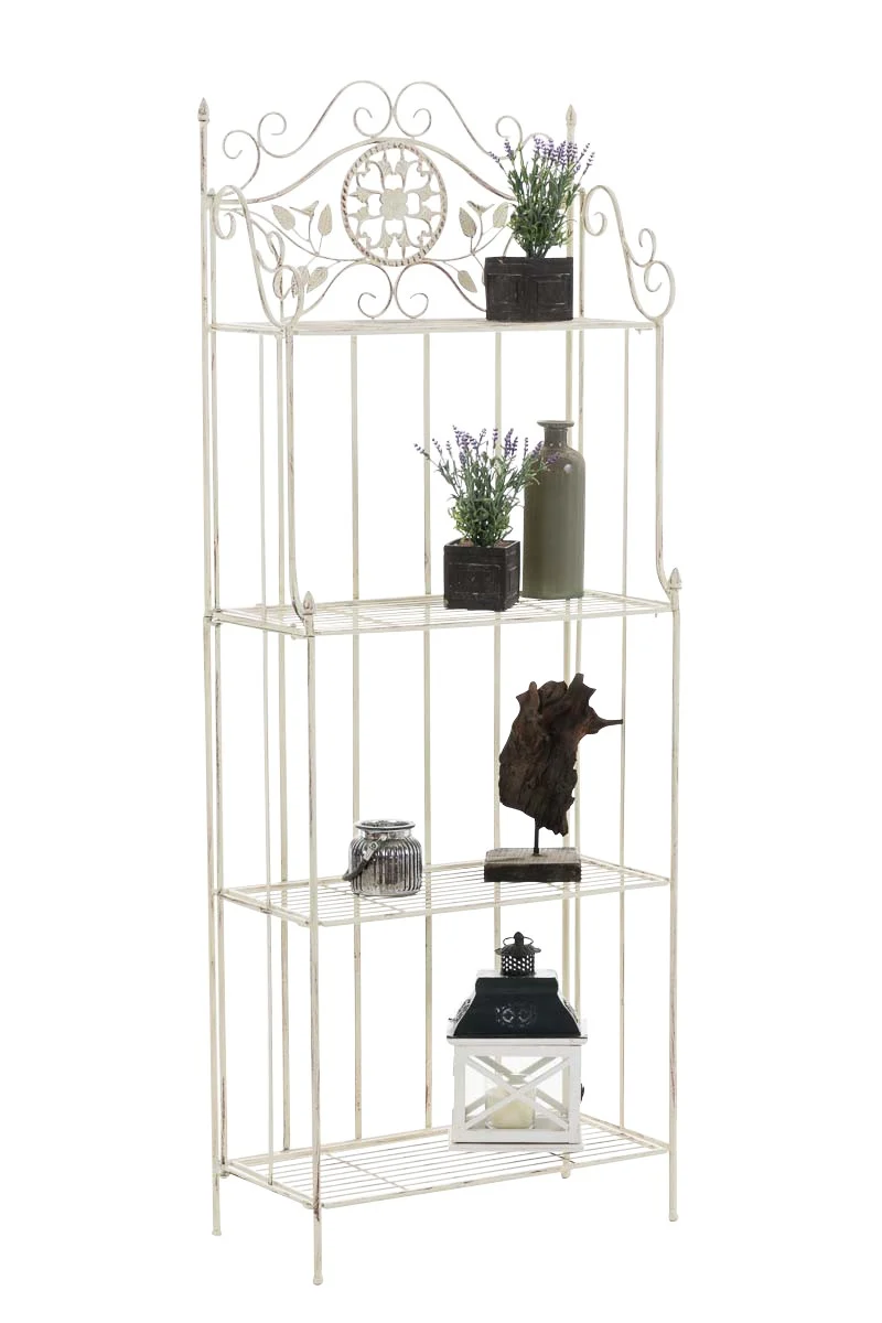 Étagère de rangement plantes chaussures cuisine 4 niveaux en métal 175x66x32 cm crème vieilli ETA10095