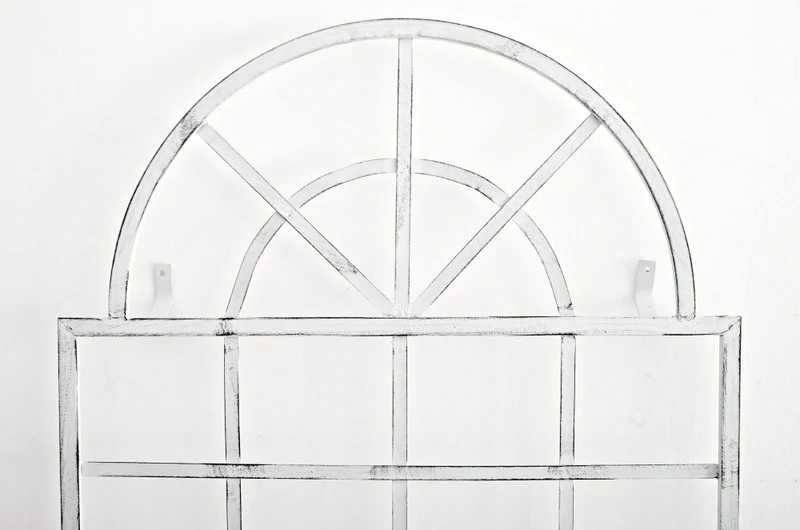 Treillage tuteur mural 180 x 70 cm décoration de jardin plantes grimpantes en métal blanc vieilli 10_0003904