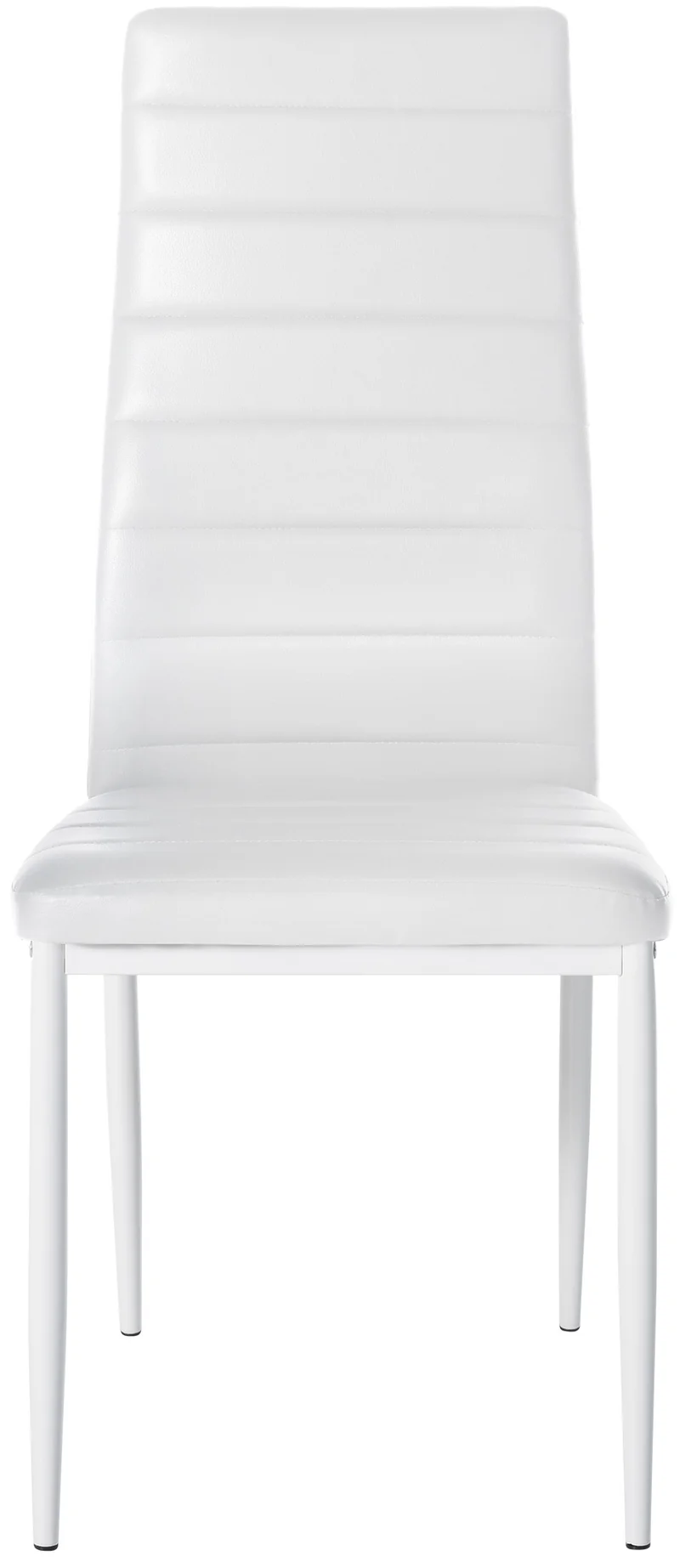 Chaise de salle à manger x1 design simple en PVC blanc avec couture décorative cadre en métal blanc 10_0002053