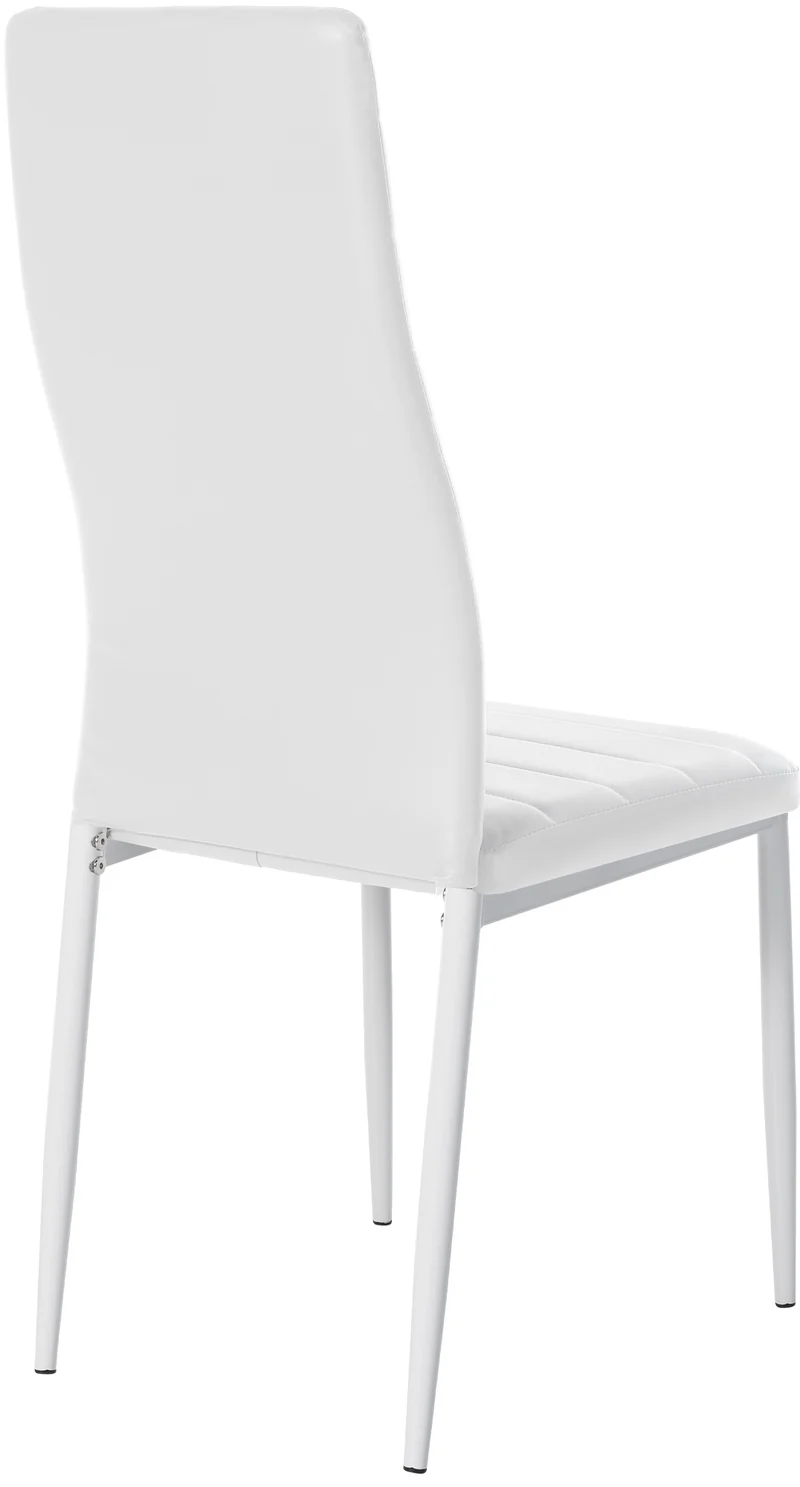 Chaise de salle à manger x1 design simple en PVC blanc avec couture décorative cadre en métal blanc 10_0002053