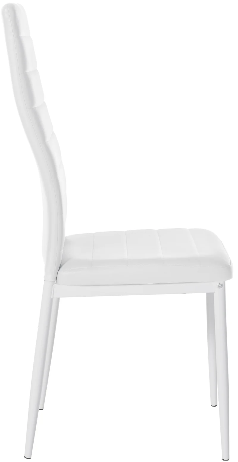 Chaise de salle à manger x1 design simple en PVC blanc avec couture décorative cadre en métal blanc 10_0002053