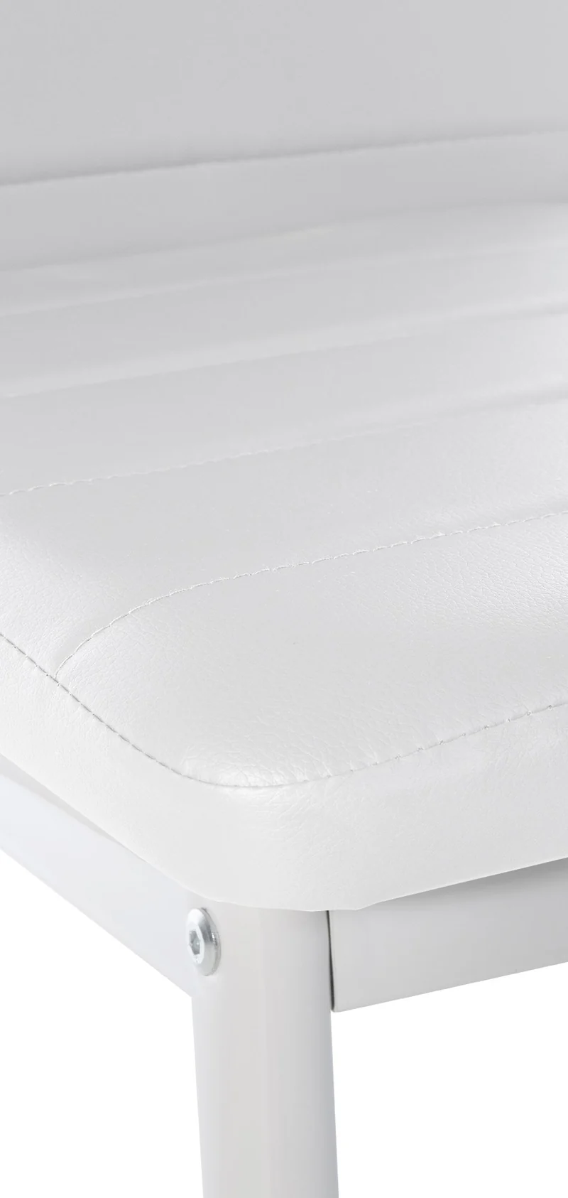 Chaise de salle à manger x1 design simple en PVC blanc avec couture décorative cadre en métal blanc 10_0002053