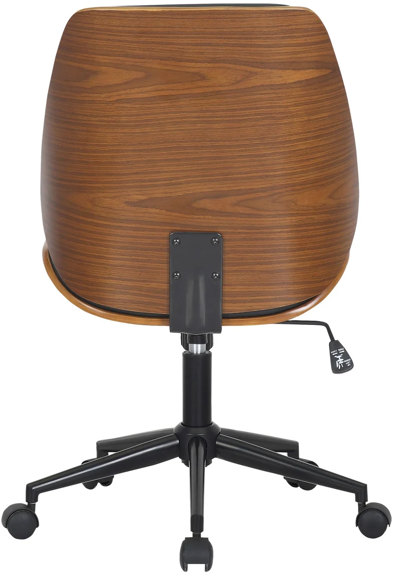 Fauteuil de bureau sur roulettes pivotante et réglable design moderne synthétique noir bois et métal noir BUR10681