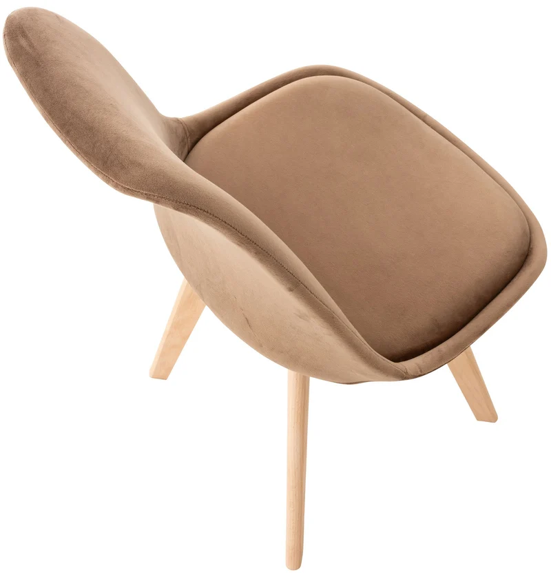 Lot de 4 chaises de salle à manger design scandinave en tissu velours marron pieds bois clair CDS10381
