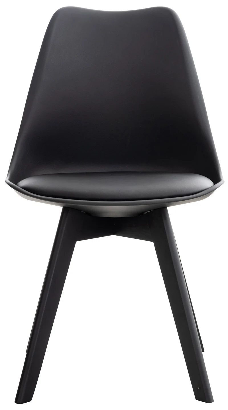 Lot de 4 chaises de salle à manger design moderne en PVC et plastique noir et pieds en bois noir 10_0001845