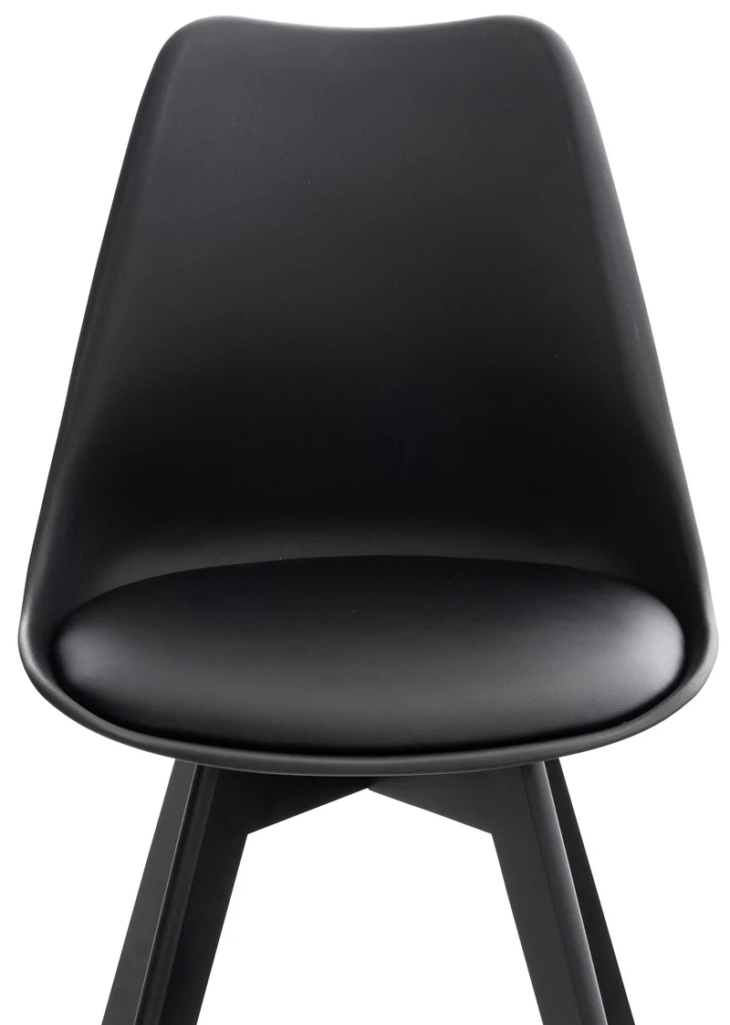 Lot de 4 chaises de salle à manger design moderne en PVC et plastique noir et pieds en bois noir 10_0001845