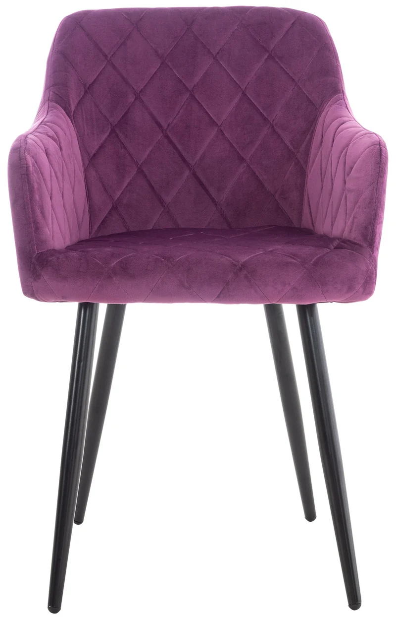 Chaise de salle à manger design retro coutures décoratives en losanges assise en tissu violet 10_0002107