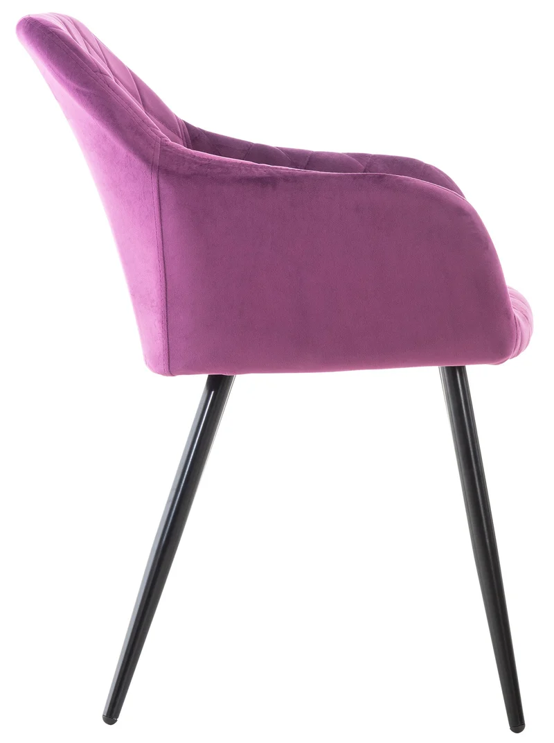Chaise de salle à manger design retro coutures décoratives en losanges assise en tissu violet 10_0002107