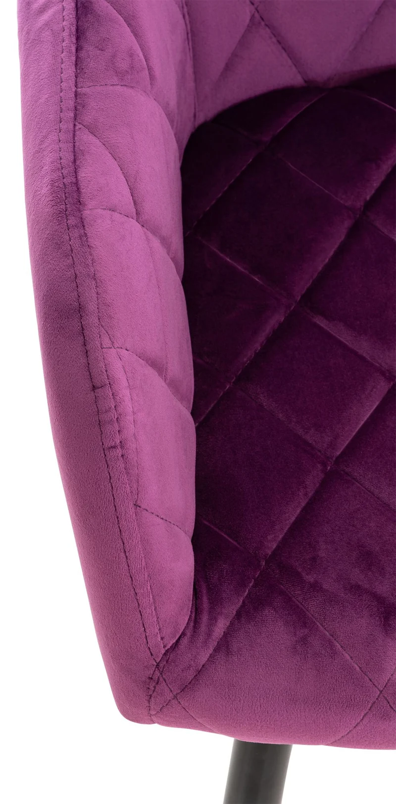Chaise de salle à manger design retro coutures décoratives en losanges assise en tissu violet 10_0002107