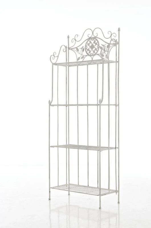 Étagère de rangement plantes chaussures cuisine 4 niveaux en métal 175x66x32 cm blanc vieilli ETA10091