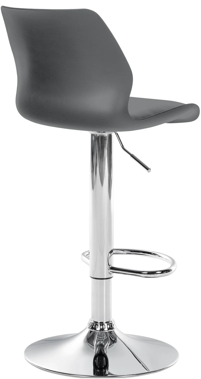 Tabouret de bar x1 avec repose-pieds hauteur réglable pivotant en PVC et plastique gris et métal 10_0004905