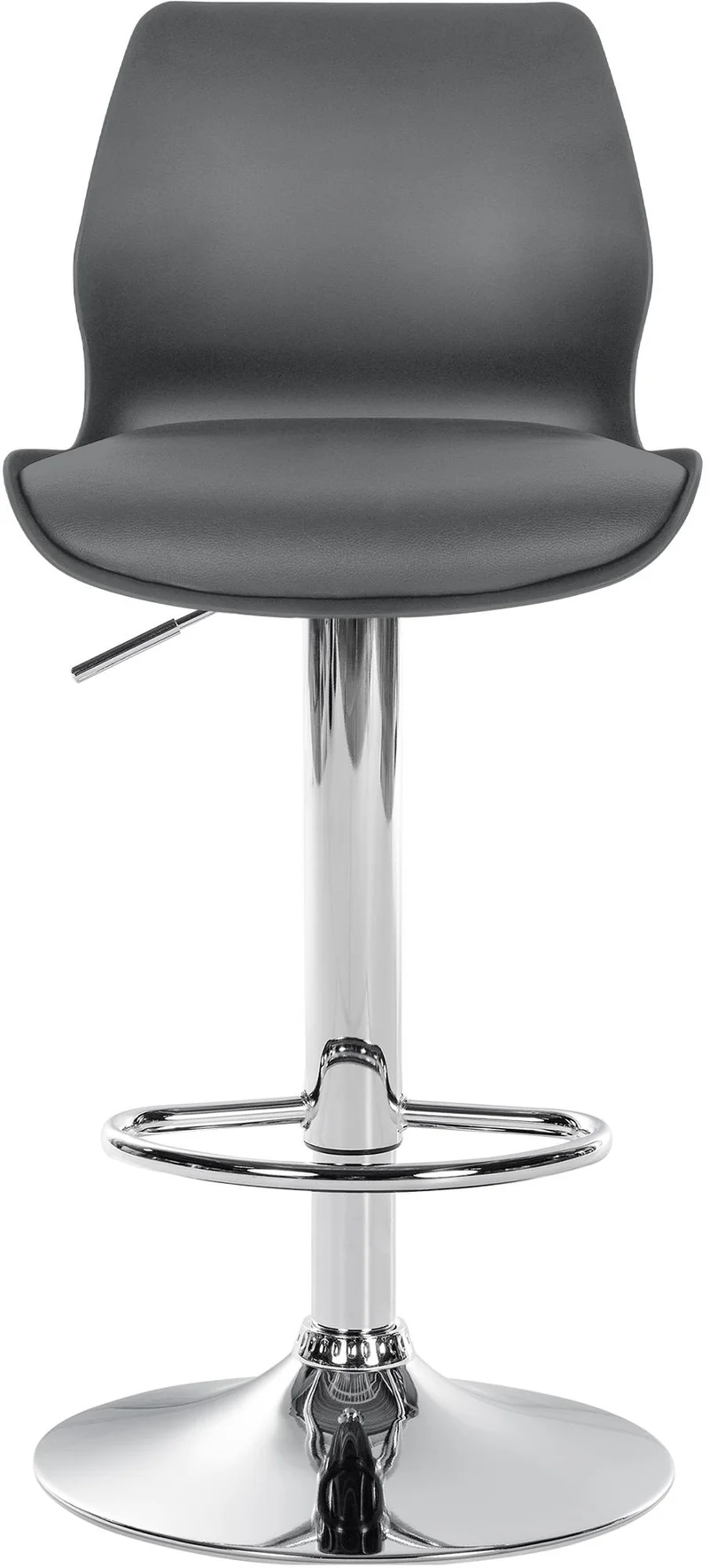 Tabouret de bar x1 avec repose-pieds hauteur réglable pivotant en PVC et plastique gris et métal 10_0004905
