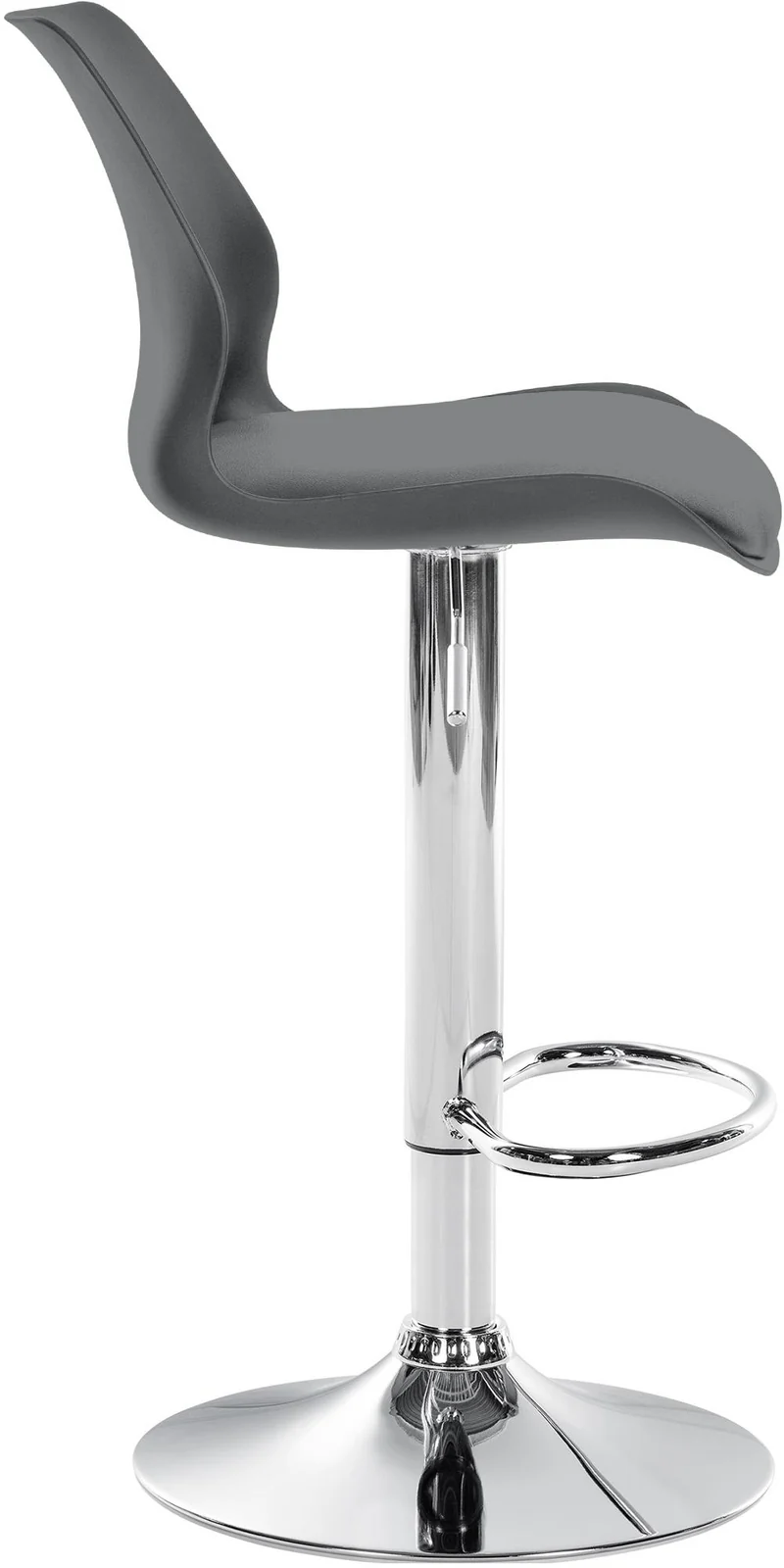 Tabouret de bar x1 avec repose-pieds hauteur réglable pivotant en PVC et plastique gris et métal 10_0004905