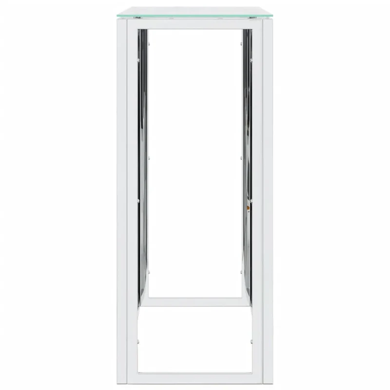 Table console d'entrée fonctionnel et stylé 110 x 30 x 70 cm acier inoxydable argenté et verre DEC031503