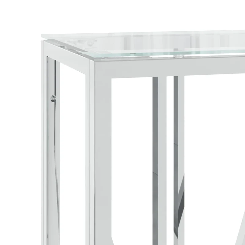 Table console d'entrée fonctionnel et stylé 110 x 30 x 70 cm acier inoxydable argenté et verre DEC031503