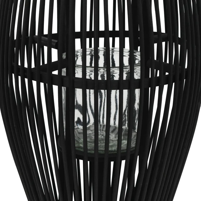 Bougeoir suspendu ou sur pied porte-bougie bambou naturel décoration extérieur Noir hauteur 95 cm DEC020006