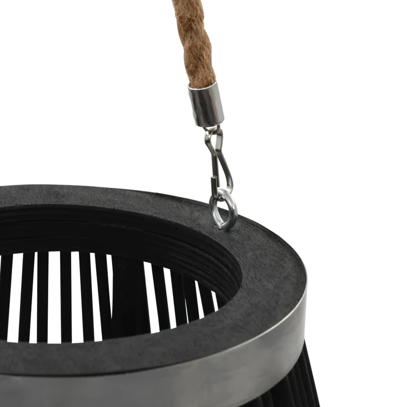 Bougeoir suspendu ou sur pied porte-bougie bambou naturel décoration extérieur Noir hauteur 95 cm DEC020006