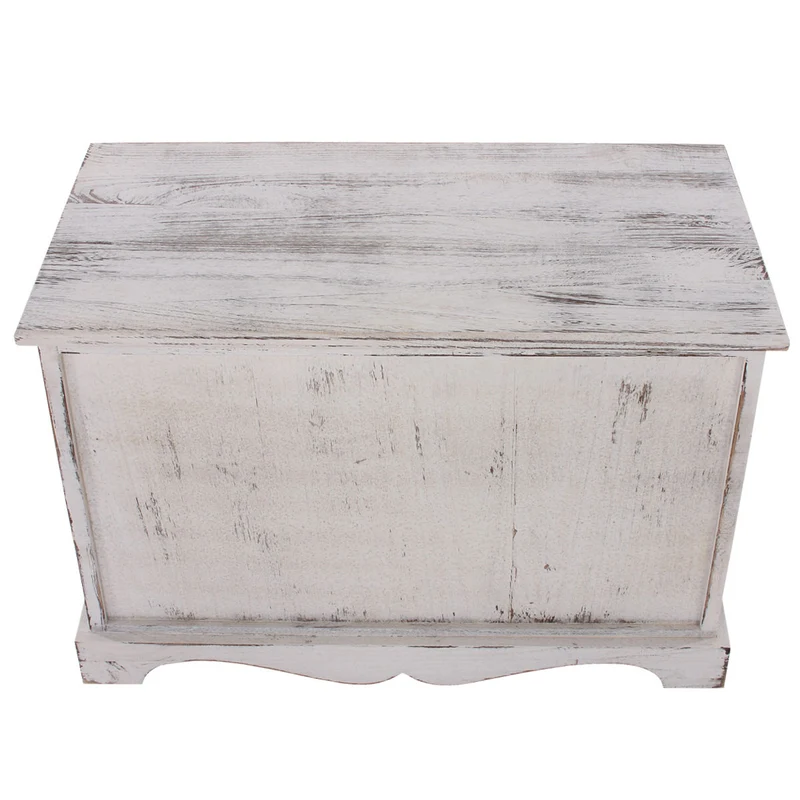 Meuble d’entrée avec banc 62 cm avec porte manteau mural rangement paniers tiroirs style vintage tructure en bois de paulownia blanc 04_0011446