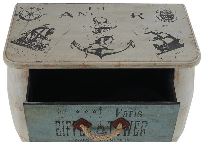 Commode vintage 70 cm hauteur 74,5 cm avec 3 tiroirs style shabby bois naturel 04_0011464