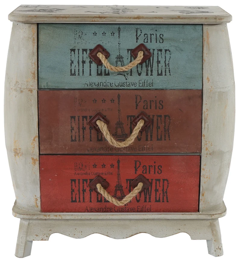 Commode vintage 70 cm hauteur 74,5 cm avec 3 tiroirs style shabby bois naturel 04_0011464