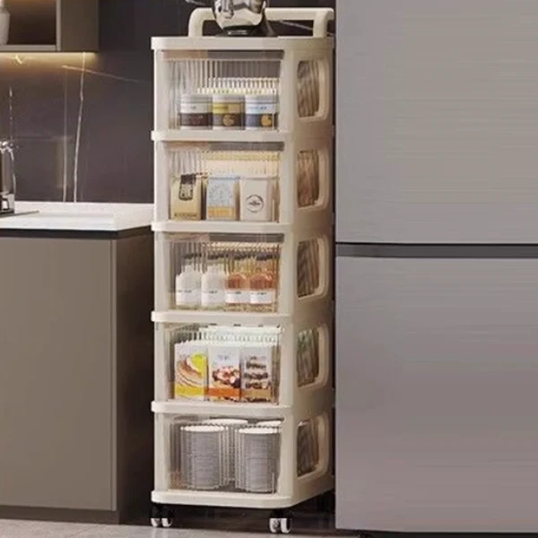 Contemporary Scandinavian Plastic Movable Striped Square Storage Cabinet 5-Cabinets For Living Room