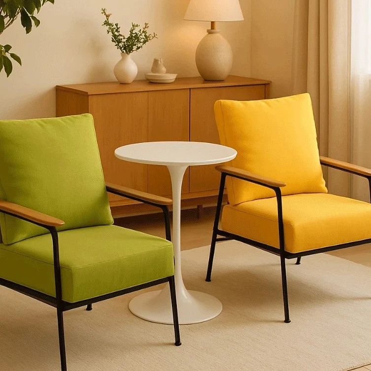 Modern Minimalist Velvet Sponge Steel Curved Accent Chair Backrest Armrest For Living Room