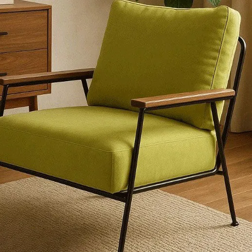 Modern Minimalist Velvet Sponge Steel Curved Accent Chair Backrest Armrest For Living Room