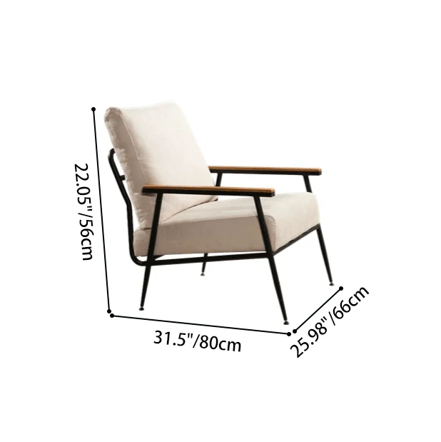 Modern Minimalist Velvet Sponge Steel Curved Accent Chair Backrest Armrest For Living Room