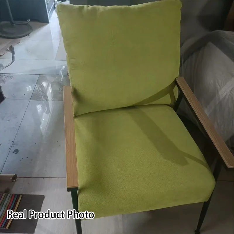 Modern Minimalist Velvet Sponge Steel Curved Accent Chair Backrest Armrest For Living Room