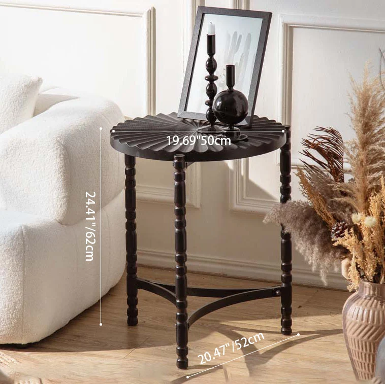Traditional Vintage Oval Round Iron Medium Density Fiberboard End Table 1/2-Tier 3/5-Leg For Living Room